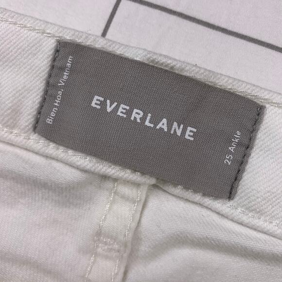 Everlane Jeans Womens 25 Ankle White Skinny 9” Mid Rise Casual Stretch Neutral - Picture 4 of 10